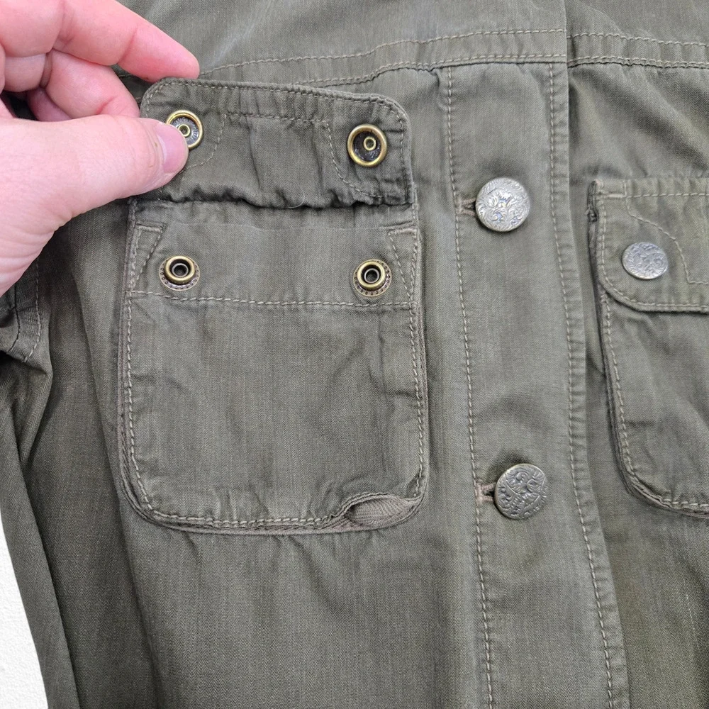 J. Crew Olive Green Utility Jacket Silk Blend Belted Military Style Size Small
